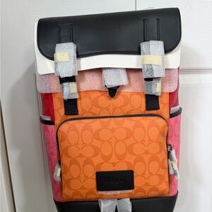 Coach Orange and Black Patch Backpack